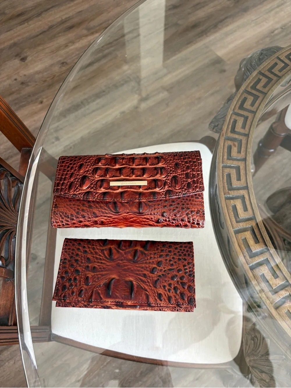 🤎🤎BRAHMIN MODERN PECAN BROWN CROC EMBOSSED LEATHER TRIFOLD WALLET!🤎🤎